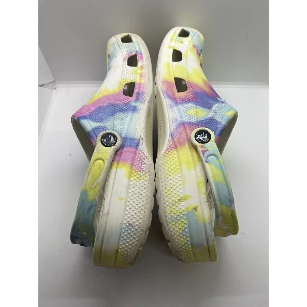 Crocs Classic Tie Dye Rainbow Graphic Clog Pastel M12 Slip On Shoes 205453